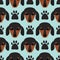 Little dachshund puppy head seamless pattern dog young pedigreed animal breed vector illustration