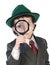 Little detective with magnifying glass