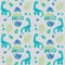 Little Dino Brontosaurus Seamless Pattern Gray Background Vector Illustration