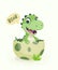 Little Dino. Hatched Little Dinosaur Baby, Child, Kid. Tirannosaur Tirex, Dinosaur Egg. Cartoon T-Rex. Vector Cute and