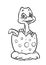 Little dinosaur birthday egg cartoon illustration coloring page