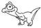 Little dinosaur raptor big eyes animal character cartoon coloring page