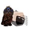 Little dog in the airline cargo pet carrier waiting at the airport.  Isolated on a white background