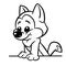 Little dog cheerful puppy looks coloring page cartoon illustration