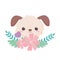 Little dog head flowers leaves cartoon animal