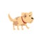 Little dog with spotted body and shiny eyes. Puppy character with red collar. Pet with funny muzzle. Cute domestic