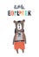 Little explorer - Cute kids hand drawn nursery poster with bear animal and lettering.