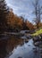 Little fall on Brewster river in fall in Jeffersonville, Vermont