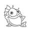 Little fat fish sitting character animal illustration cartoon contour coloring