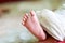 Little feet of newborn baby - India