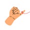 Little finger making gesture of promise with red thread