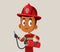 Little Firefighter Boy Vector Cartoon Illustration