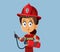 Little Firefighter Girl Vector Cartoon Illustration