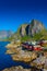 The little fishermen village with red houses of Hamnoy, in the Lofoten Islands,  Norway