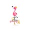 Little flamingo and pointe shoes. Prima ballet.