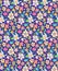 Little flowers pattern. Digital, simple pattern for girls. Spring bouquet of blooming flowers. Blue background
