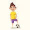 Little football player. Cartoon vector illustration