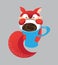 Little Fox`s morning coffee. Good morning. Awake