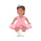 Little Freckled Girl in Tutu Skirt Performing Ballet Dancing Pas Vector Illustration