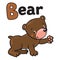 Little funny bear, for ABC. Alphabet B