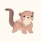 Little funny cute cartoon otter. Semiaquatic chibi animal. Design for print, emblem, t-shirt, party decoration, sticker, logotype