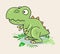 Little funny cute chibi dinosaur. Tyrannosaurus mascot. Character, Suitable for Children Product, Print, Logo, Game Asset, And