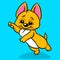 Little funny dog puppy jump cartoon illustration