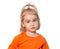 Little Funny girl in orange blouse