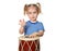 Little Funny girl play drum.