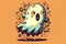 Little ghost, cartoon style graphic doodle sketch, creative digital illustration painting