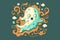 Little ghost, cartoon style graphic doodle sketch, digital illustration painting artwork