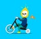 Little ghost rider boy riding a bicycle