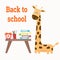 The little giraffe is going to school