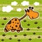 Little giraffe is walking