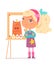 Little girl with artist profession. Cute kid with professional occupation vector illustration. Child as painter with