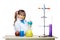 Little girl as chemist doing experiment with