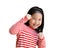 Little girl assuming stance, practicing martial arts, self-defense, kungfu, karate, boxing