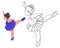 Little girl ballerina, outline drawing for coloring book. Illustration and sketch, print