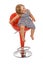 Little girl on bar stool posing - isolated