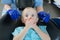 Little girl being afraid of checkup at dentists