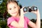 Little girl with binoculars