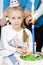 Little girl with birthday cake.