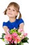 Little girl with a bouquet of flowers