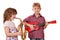 Little girl and boy play music