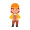 Little Girl Builder Wearing Hard Hat Holding Checklist Vector Illustration