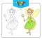 Little girl in carnival costume Fairy. Coloring book