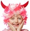 Little girl with carnival or halloween mask