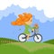 Little girl cartoon character riding a bicycle