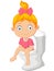 Little girl cartoon sitting on the toilet