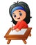 Little girl cartoon studying